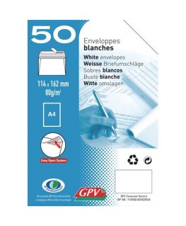 Boîte de 50 enveloppes blanches auto-adhésives 75g