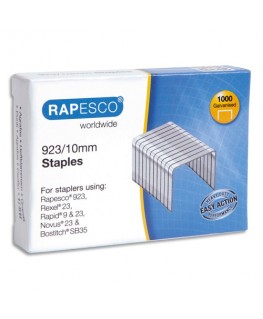 Boîte de 1000 agrafes galvanisées 923 10 mm en acier - Rapesco® by Rapid®