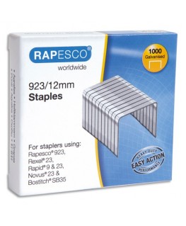 Boîte de 1000 agrafes galvanisées 923 12 mm en acier - Rapesco® by Rapid®