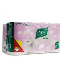 Colis de 6 rouleaux 600 feuilles de papier toilette Scott 2 plis - Kimberly-Clark