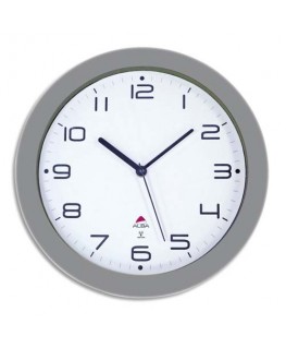 Horloge murale radio pilotée gris métal diamètre 30 cm Hortime - Alba