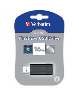 Clé USB 2.0 Store 'n' Go PinStripe 16Go Noir 49063 + redevance - Verbatim®