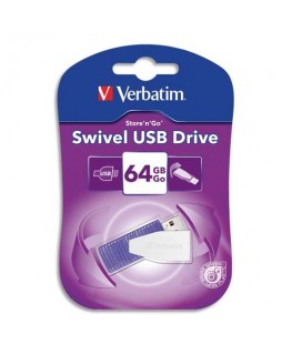Clé USB 2.0 Swivel 64Go Violette 49816 + Redevance - Verbatim®