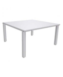 Table de réunion Steely pied Exprim Blanc perle alu en bois et métal - Simmob