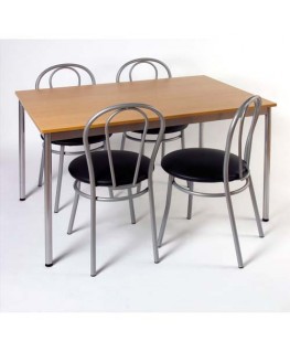 Table collectivité hêtre aluminium cafétéria rectangle 120 x 80 cm - Sodematub