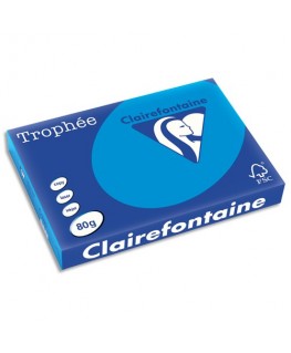 Ramette de 500 feuilles papier couleur TROPHEE 80g A3 bleu turquoise - Clairefontaine