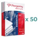 Pack de 50 ramettes de 500 feuilles papier blanc Essentiel A4 80g CIE 136 - Pergamy