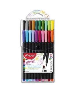 Blister de 20 stylos feutre fin Graph'Peps, coloris assortis - Maped®