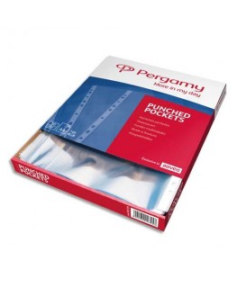 Boîte de pochettes perforées en polypropylène, perforation 11 trous - Pergamy