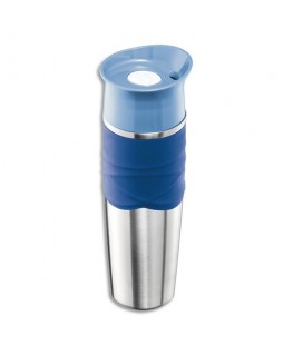 Mug bouteille isotherme 320 ml Picnik Nomade Adulte en acier, polypropylène et silicone Bleu Orage, étanche - Maped®