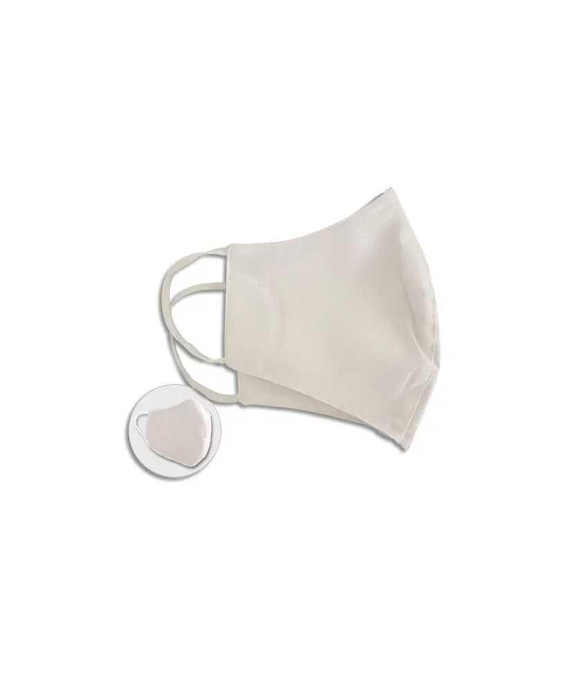 Masque barrière textile blanc déperlant/résistant à l'eau, lavable 30 fois, stérilisé, protection UV UPF50+