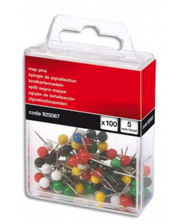 Boîte de 100 épingles de signalisation tête boule coloris assortis - 5 Etoiles