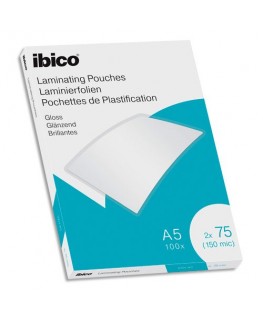 Pack de 100 pochettes de plastification A5 2x 75 microns, finition brillante - Ibico®