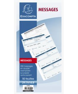 Carnet Messages téléphones broché 29.7 x 14.8 cm (4 à la page), 50 feuilles dupli autocopiantes - Exacompta