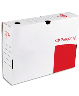 Boîtes à archives en carton ondulé kraft blanc dos 8 cm - Pergamy